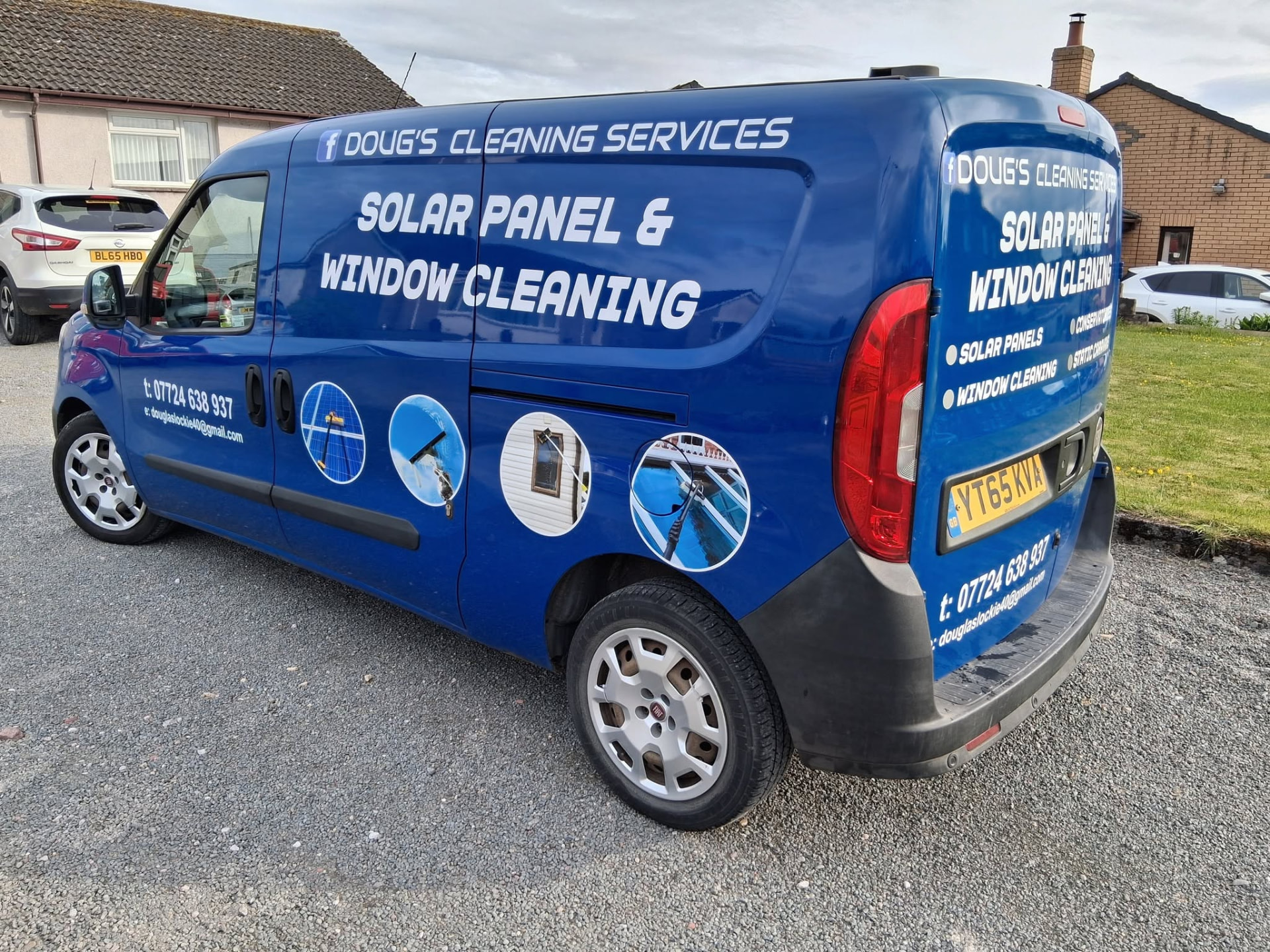 Rear view of the Doug's Cleaning Services van in Dumfries and Galloway